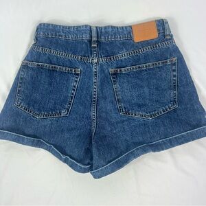 Bershka Dark Blue High Waisted Jean Shorts